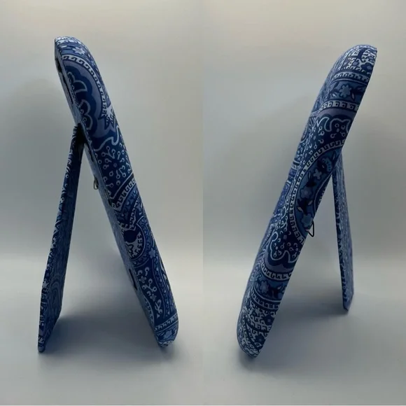 3/$30 Oneida Padded Fabric 5x7 Photo Frame, Blue Tones, Paisley Design - Picture 3 of 3